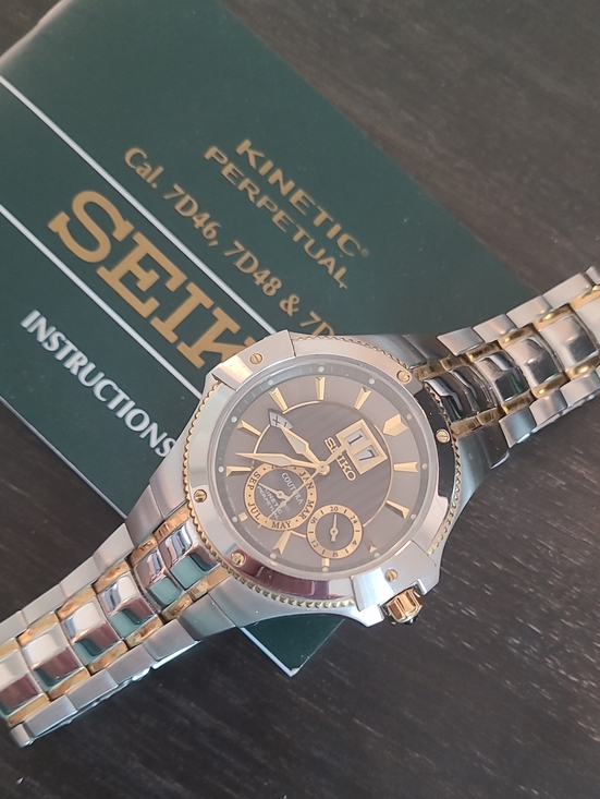 Seiko Other - Men's Seiko Two-Tone Silver Kinetic Watch Vintage Self winding Model 7D48-0AB0